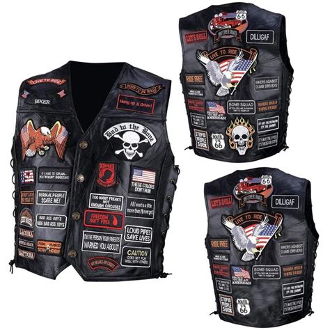 Biker Vest With Patches Leather Biker Vest Buffalo Leather