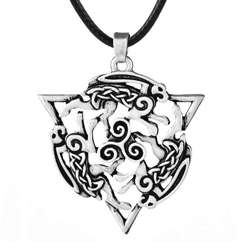 Norse Viking Rabbit Run Triskele Pendant Necklace Women Men Nordic