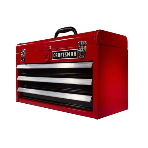 CRAFTSMAN Portable Tool Box 20.5-in Ball-bearing 3-Drawer Red Steel ...