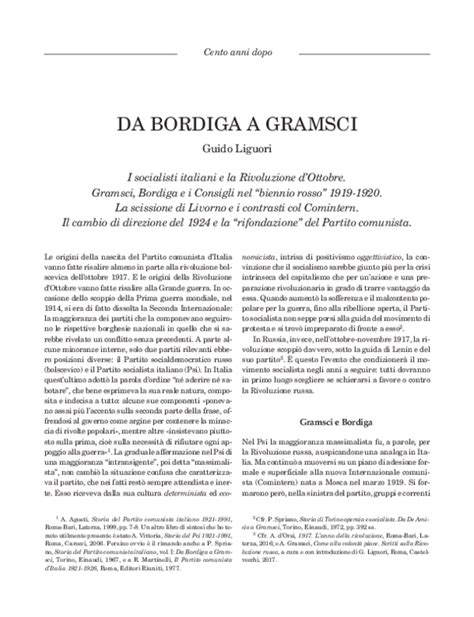 Pdf Da Bordiga A Gramsci