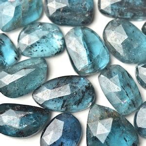 11x8 13x9 MM Moss Kyanite Rosecut Freeform Shape Teal Blue 3 Pieces