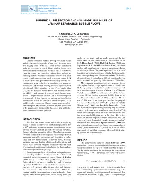 PDF Numerical Dissipation And SGS Modeling In LES Of Laminar