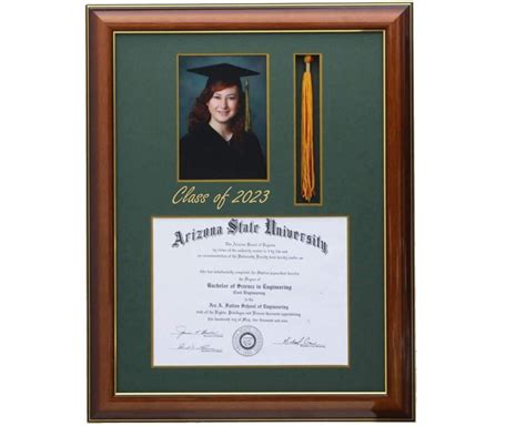 Diploma Frame With Tassel And 5x7 Pic W Sq Customizabledegree Frame