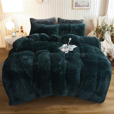 Xege Plush Shaggy Duvet Cover Set Luxury Ultra Soft Crystal Velvet