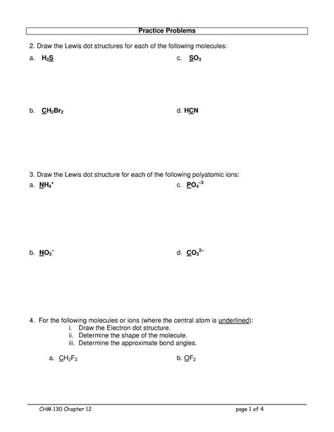 Lewispractice - Lewis dot structure in chemistry - Practice Problems ...