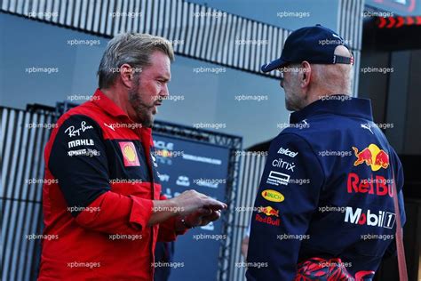 L To R Gino Rosato CDN Ferrari With Adrian Newey GBR Red Bull