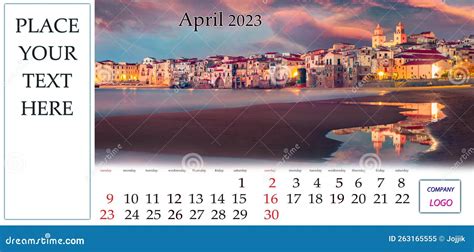 Desktop Monthly Calendar Template With Place Logo And Contact ...