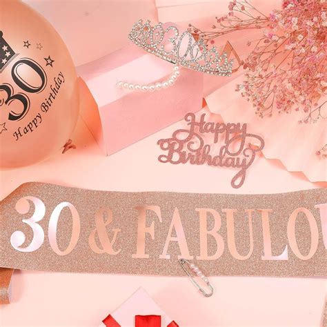 Heyu Lotus 30th Birthday Sash And Tiara Rose Gold 30 Fabulous Sash