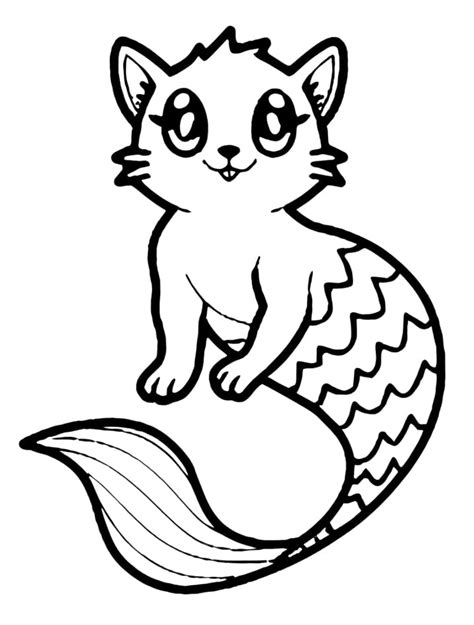 Dibujos de Gato Sirena Para Niños de 1 Año para Colorear para Colorear