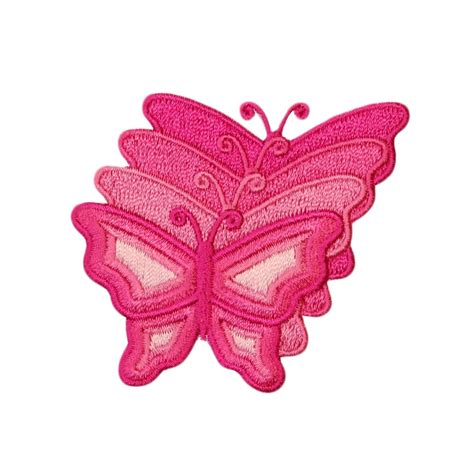 Pink Butterfly Series Patch Pretty Garden Insect Embroidered Iron On