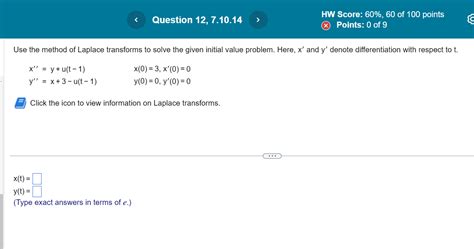 Solved Use The Method Of Laplace Transforms To Solve The