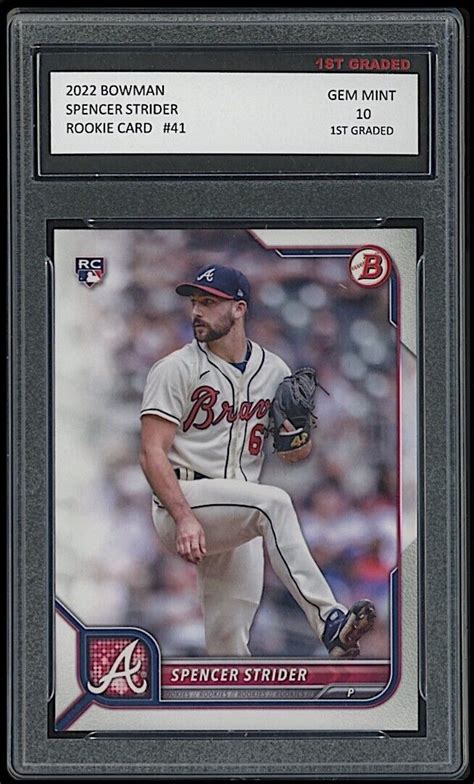 2022 Spencer Strider Topps Bowman Draft 1st Graded 10 Braves MLB Rookie