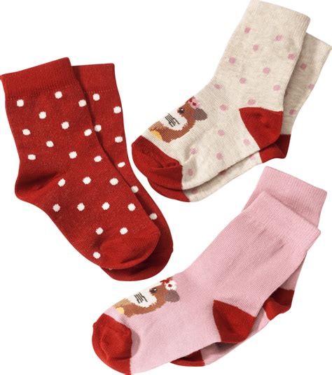 PUSBLU Kinder Socken Gr 23 26 Mit Baumwolle Rot Rosa 3 St