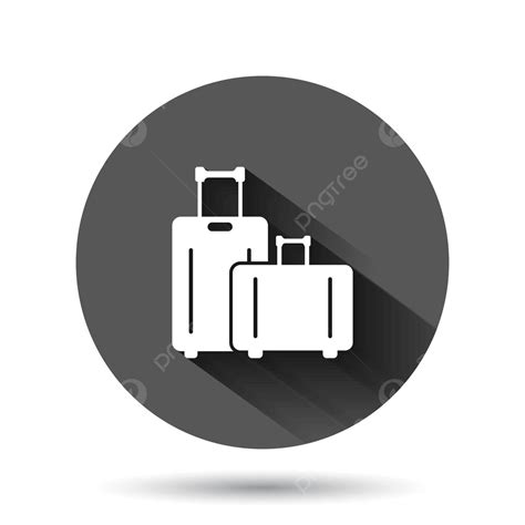 Flat Travel Bag Icon With Long Shadow On Black Background Vector Web