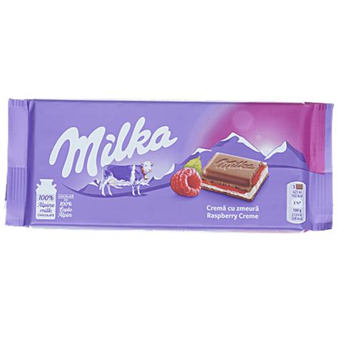 Buy Milka Raspberry Cr Me Alpine Milk Chocolate Slab Online At Best