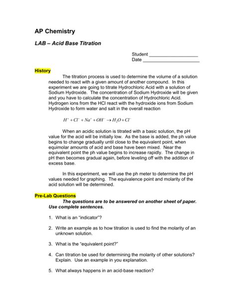 Acid Base Titration Experiment Report