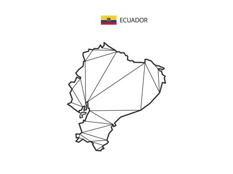 Mosaic Triangles Map Style Of Ecuador Isolated On A White Background