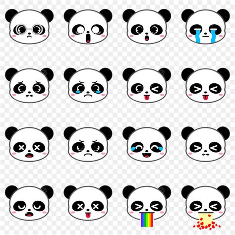 Cute Panda Bear Emoji Collection Set 2, Panda Clipart, Panda, Bear PNG ...