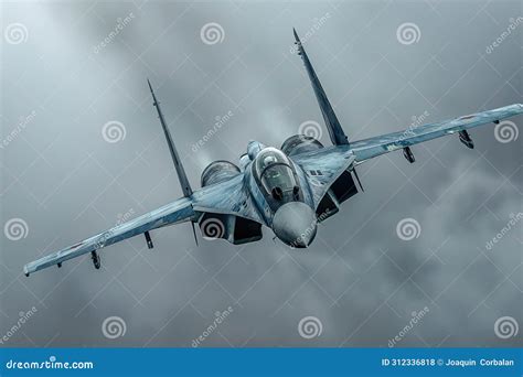 A Su 27 Fighter Jet Cuts Through Clouds In The Sky In A Powerful