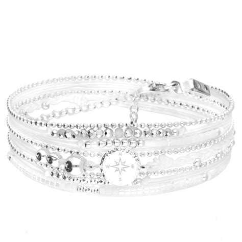 Bracelet Multi Tours Blanc Rose Des Vents Bracelets Argent