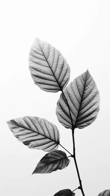 Premium Ai Image A Black And White Photo Of Leaves On A Stem