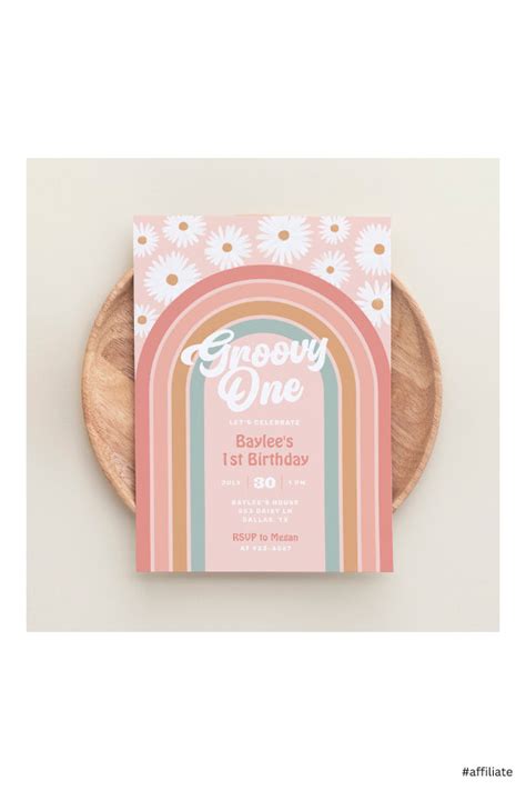 Groovy One Boho Retro Daisy 1st Birthday Party Invitation Zazzle Artofit