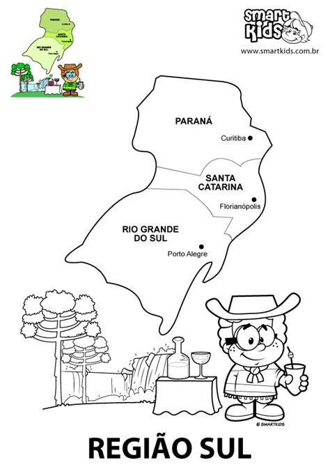 Colorir Desenho Região Sul Atividades De Geografia Atividades Com Mapas Geografia Para Crianças