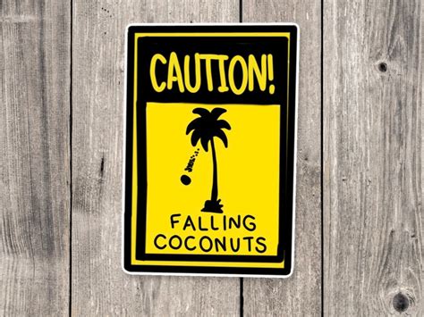 Falling Coconut Sign Beach Sign Palm Tree Sticker Beachy Etsy