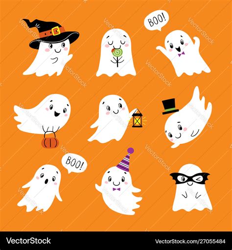 Halloween Cute Funny Ghosts Royalty Free Vector Image