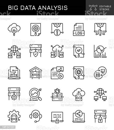 Ilustración De Iconos De Análisis De Big Data Y Más Vectores Libres De Derechos De Analista De