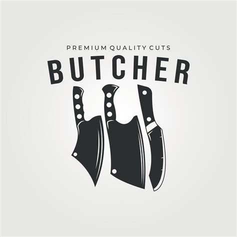 Set Vintage Butcher Knife Logo Icon Sign And Symbol 44298238 Vector