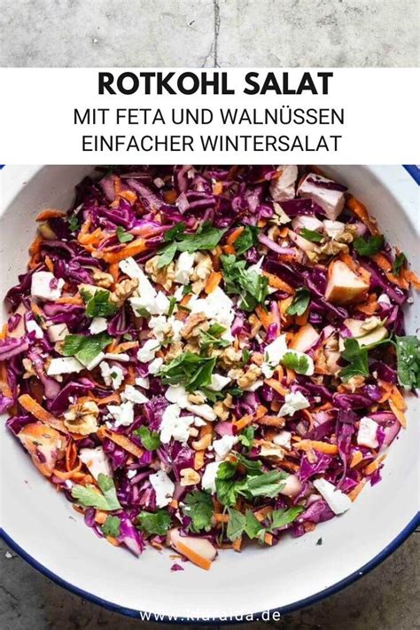 Rotkohl Salat Mit Feta Und Waln Ssen Klara Ida Rezept Salate