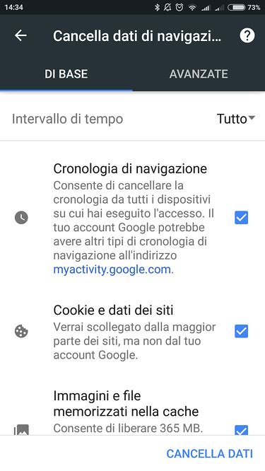 Come Cancellare Cache Cookie E Cronologia