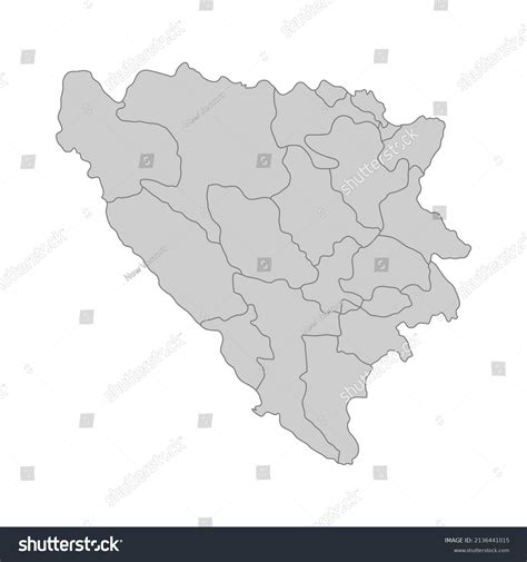 Outline Political Map Bosnia Herzegovina High Stock Vector Royalty