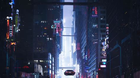 sci-fi, city, future, art, buildings, cars, 4k HD Wallpaper