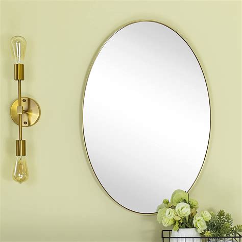 Buy Gracto Oval Brushed Gold Metal Framed Bathroom Mirror For Wall In Stainless Steel Modern