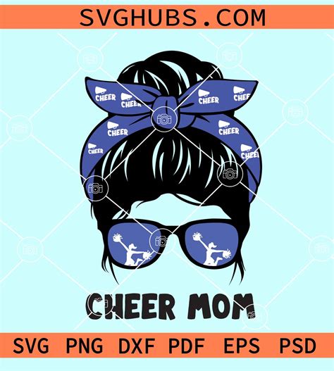 Cheer Mom Messy Bun Svg