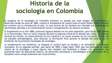 Historia E Importancia D Ela Sociologia En Colombia PPT Descarga