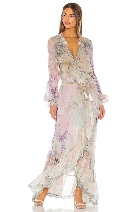 Camilla Blouson Sleeve Wrap Dress In Mermaid Milla Revolve