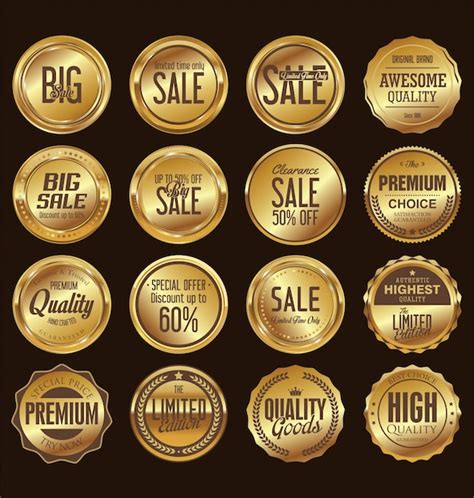 Premium Vector Quality Golden Labels