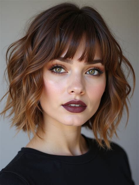 layered bob  bangs ideas  volume  airy shape