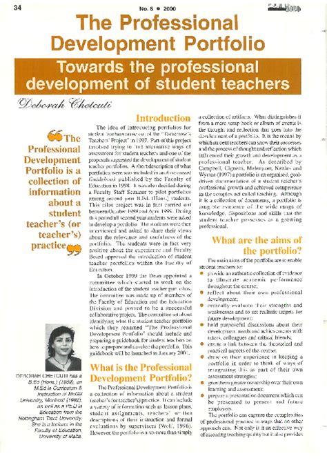 Pdf The Professional Development Portfolio Towards The Professional