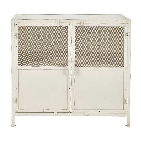 Credenza Bassa Bianca In Metallo L 87 Cm Edison Maisons Du Monde