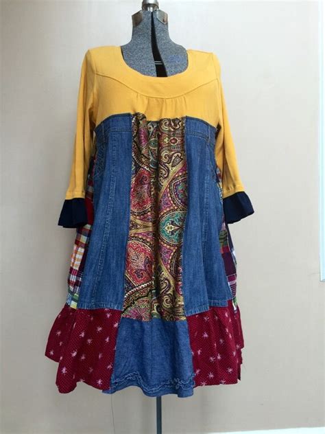 Reserved Plus Size Upcycled Bohemian Patchwork Tunic Dress Etsy