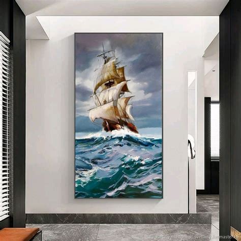 Картины маслом Морской пейзаж Картина Корабль Парусник в море в ...