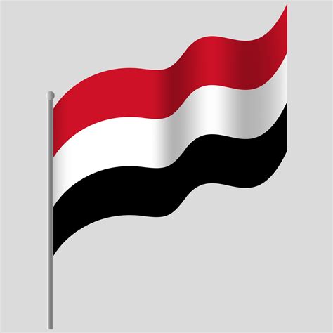 Waved Yemen flag. Yemen flag on flagpole. Vector emblem of Yemen ...