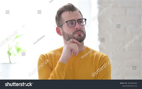 Portrait Pensive Man Thinking New Plan Stock Photo 2200562261