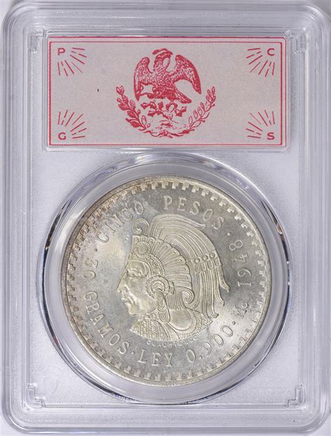 Mexico 1948 Mo Silver 5 Pesos Cuauhtemoc KM 465 PCGS MS 66 Item