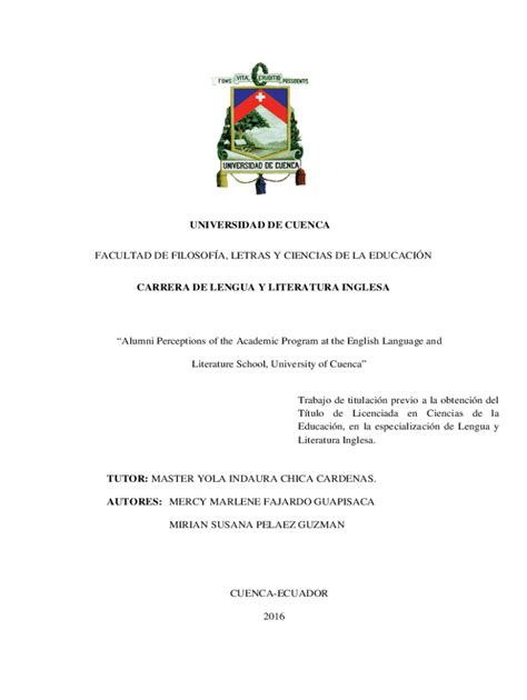 Fillable Online Pedagoga De La Lengua Y La Literaturaucuenca Fax Email