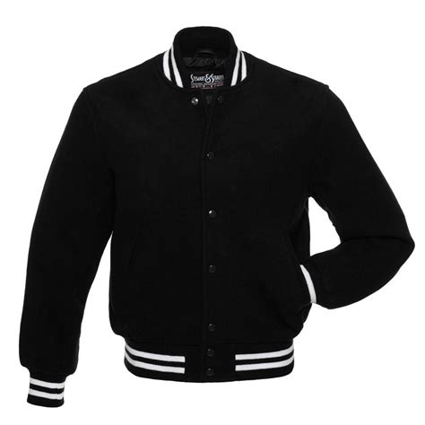 Jacketshop Jacket Black All Wool Letterman Jacket